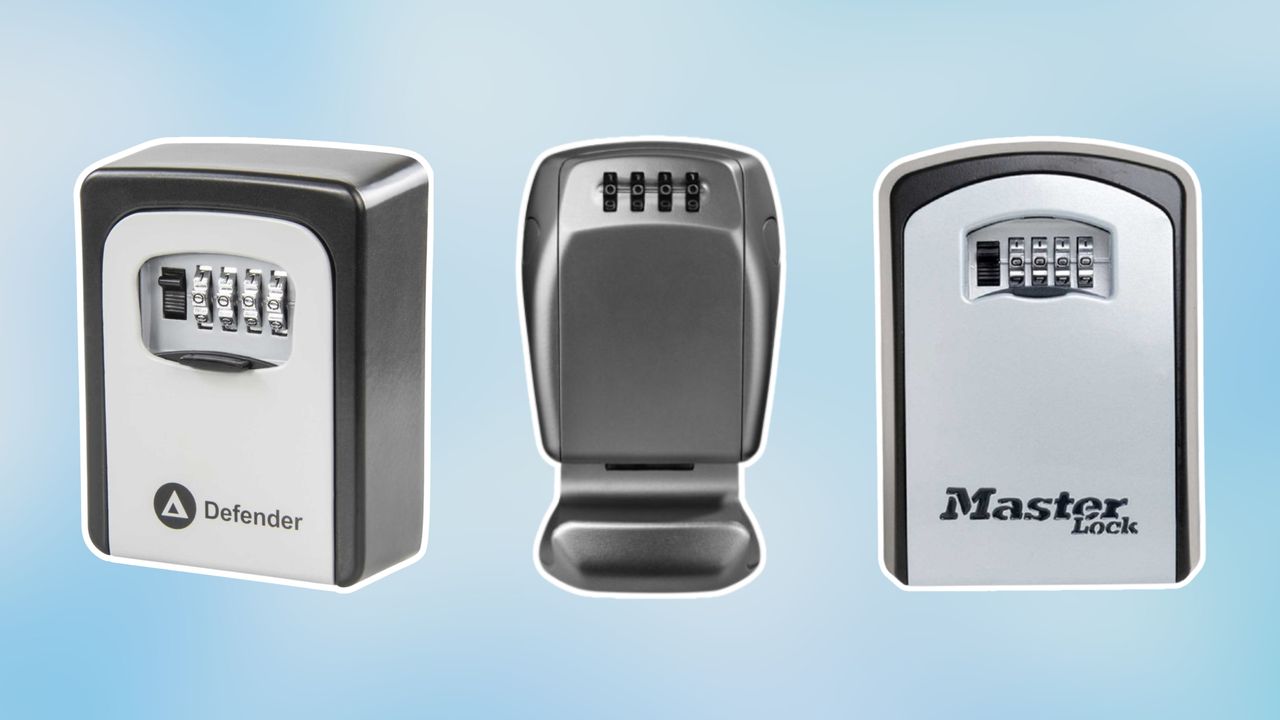 A selection of the best key safes as chosen by Real Homes team on a blue graphic background