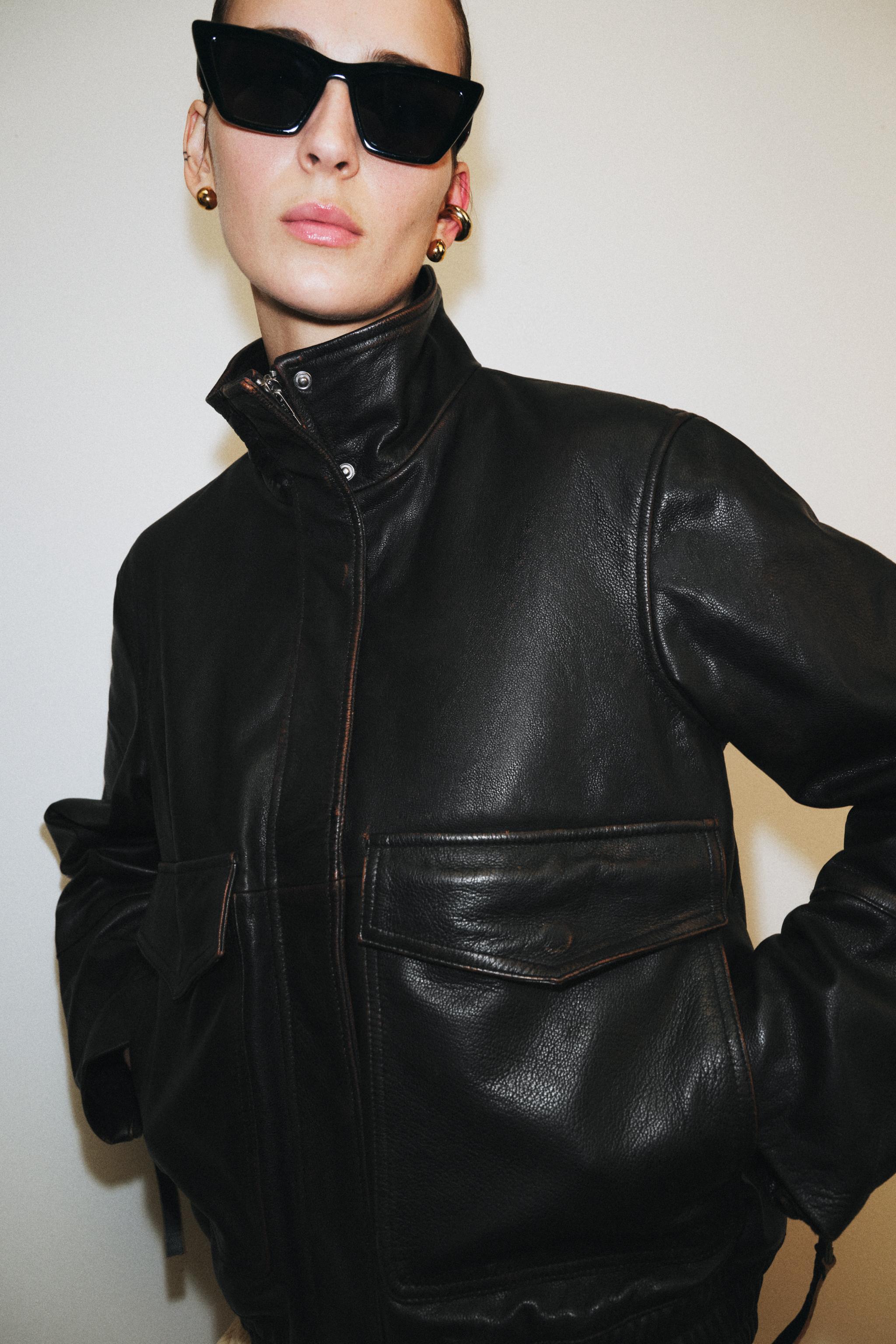 100% Leather Bomber Jacket Zw Collection Limited Edition
