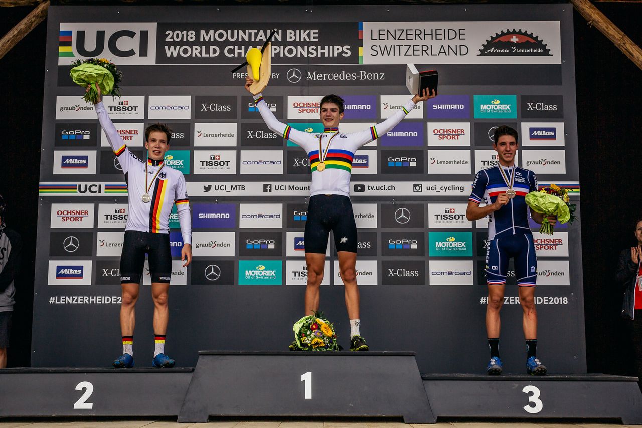 The junior men's podium