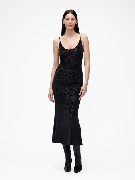 Gapstudio Burnout Velvet Leopard Slip Dress