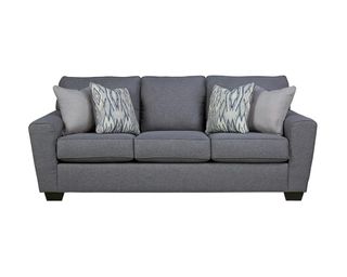 A grey queen sleeper sofa