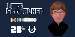Luke Skywalker and his lightsaber statistics