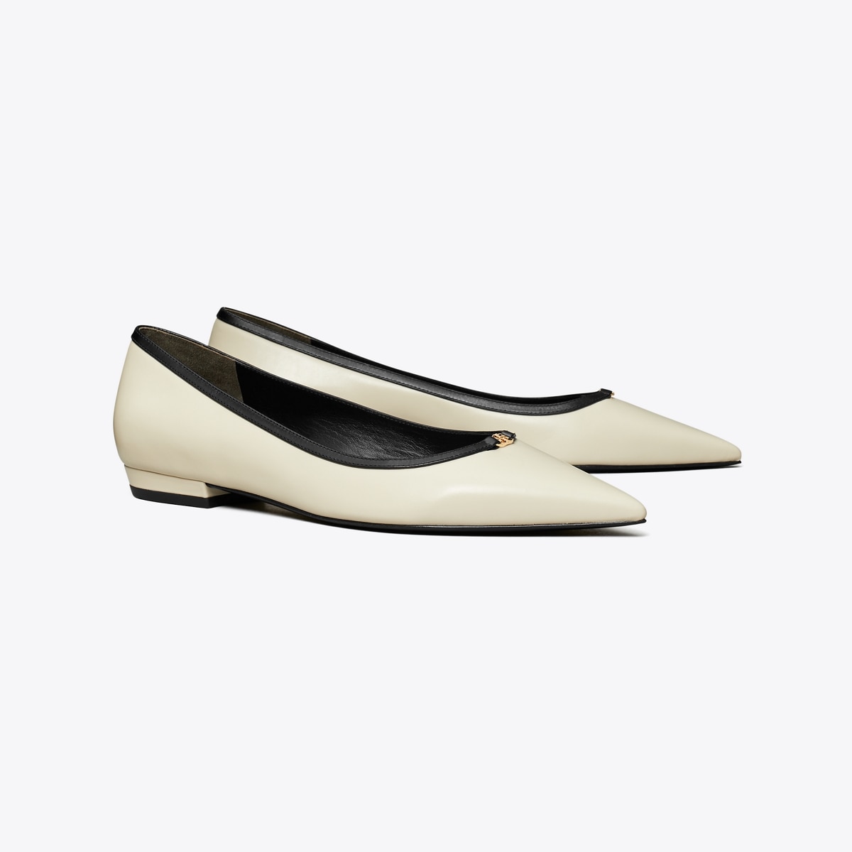 Double T Buckle Flat in White, Size 6.5