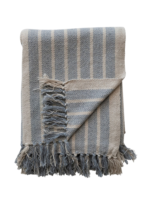 Jessi Striped Fringe Throw