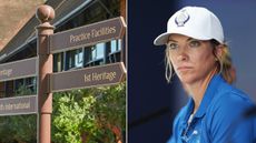 Golf club signage and Mel Reid