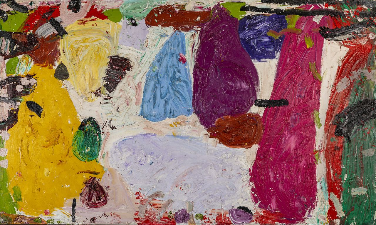 Morning, 1983, 4½ft by 7¾ft, by Gillian Ayres (1930–2018), St Paul’s Girls’ School, London.