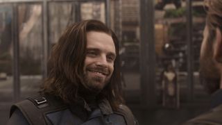 Bucky smiling at Steve in Wakanda during Avengers: Infinity War. 
