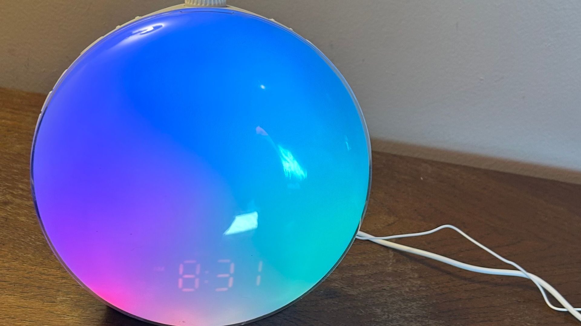 JALL Wake-Up Light Sunrise Alarm Clock on blue and purple light function