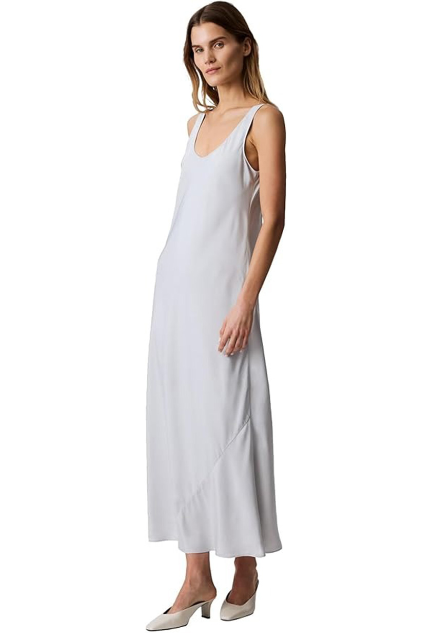 Calvin Klein, Viscose Twill Midi Slip Dress