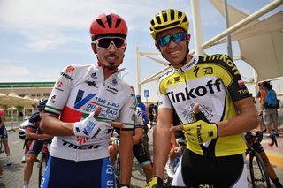Alberto Contador (r) on stage one of the 2016 Abu Dhabi Tour