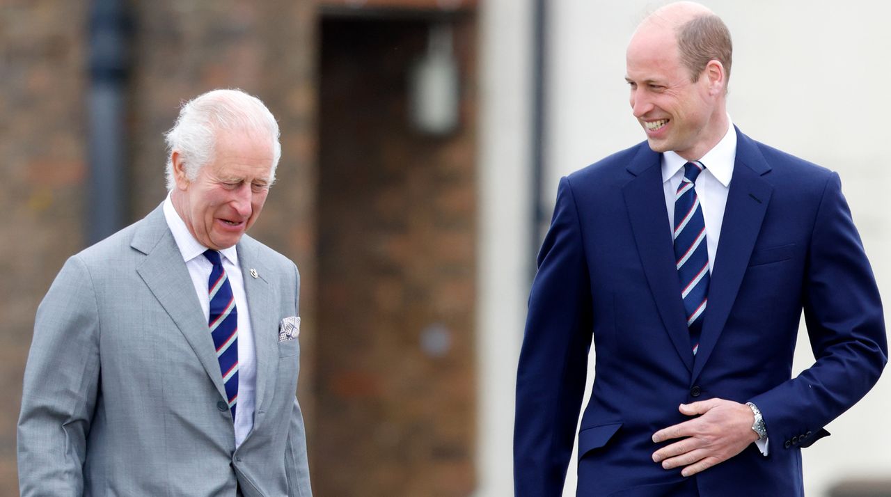 King Charles III and Prince William, Prince of Wales (both wearing the regimental tie of the Army Air Corps) attend the official handover during which The King passes the role of Colonel-in-Chief of the Army Air Corps to The Prince of Wales. 