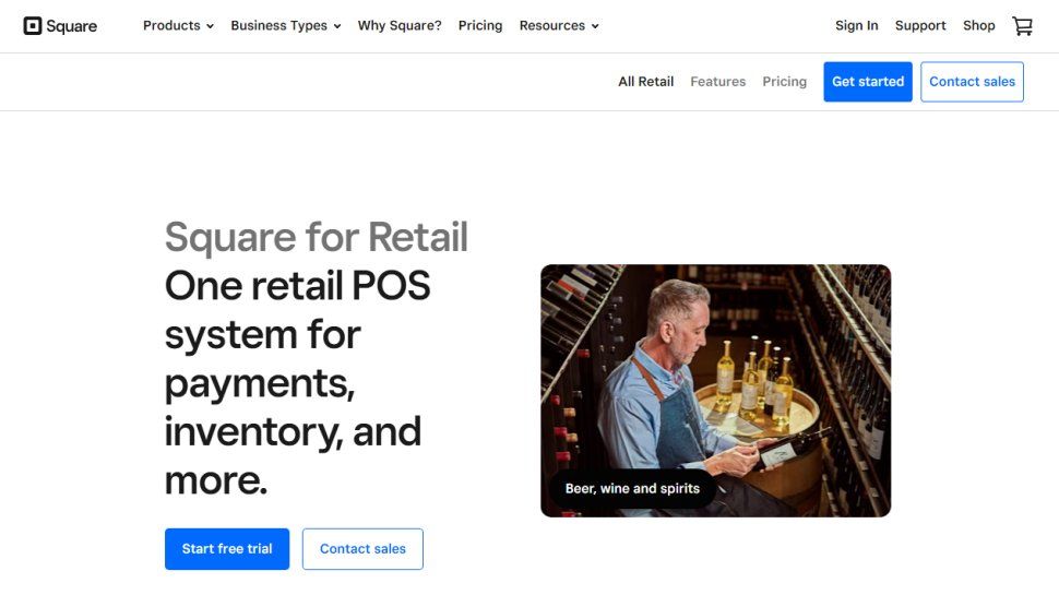 Website screenshot of Square (February, 2026)