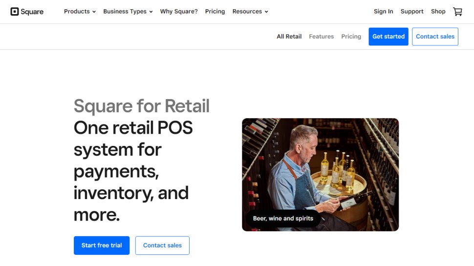 Website screenshot of Square (February, 2026)
