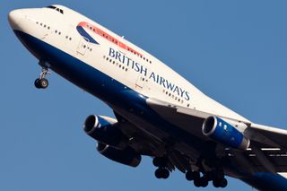 A BA plane in transit