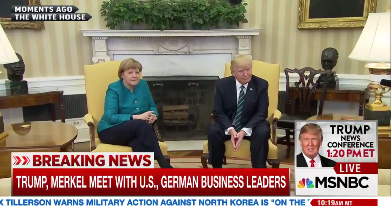 Angela Merkel and President Trump. 