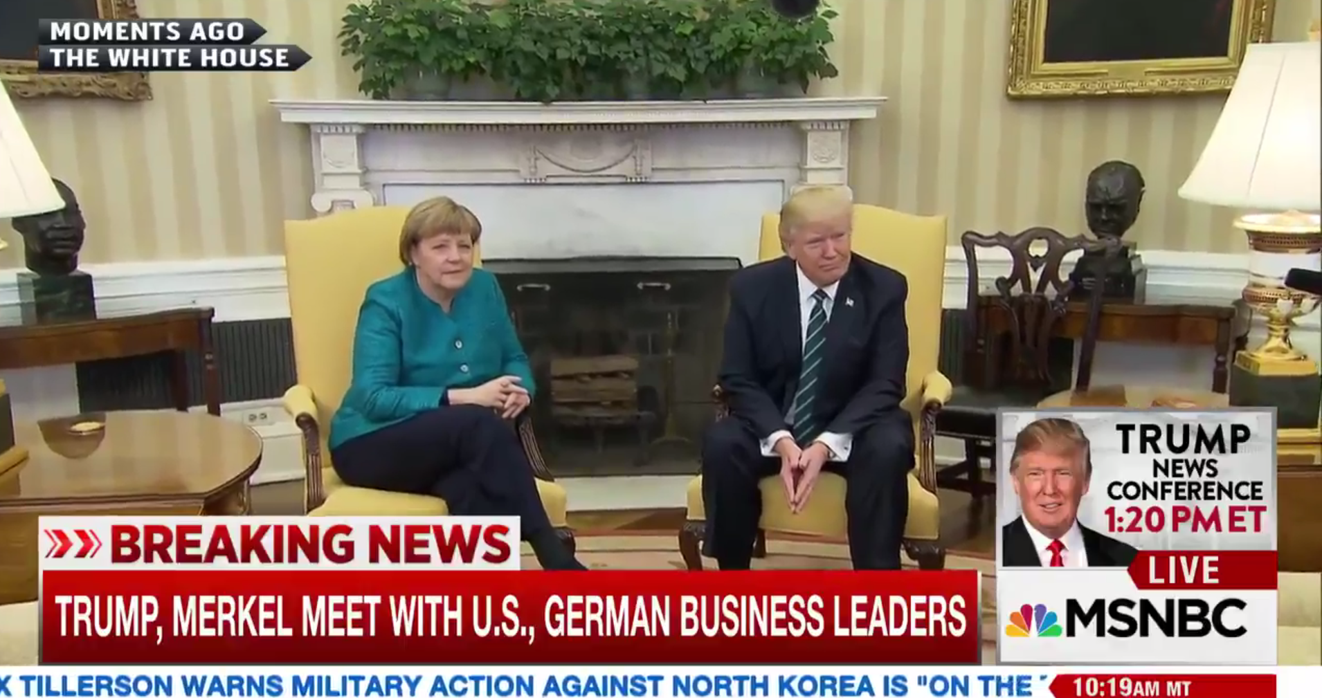 Angela Merkel and President Trump.