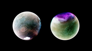 ultraviolet images of Mars show the planet in vibrant colors