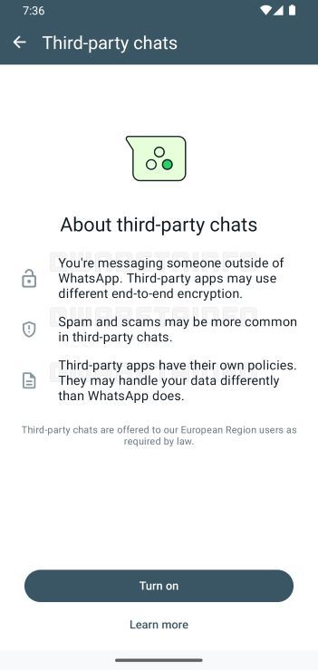 Whatsapp third-party chats screen