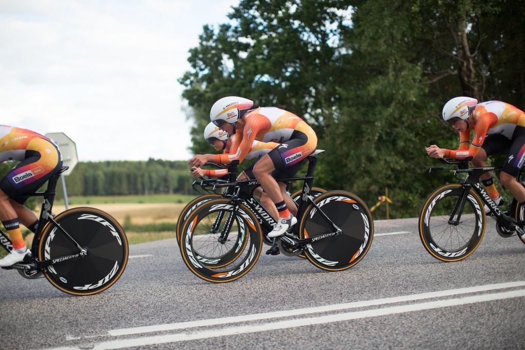 The Boels Dolmans team riding to the win
