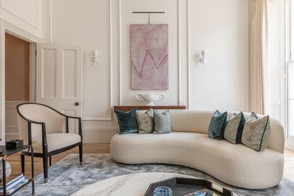 Neutral living room with contemporary sofa