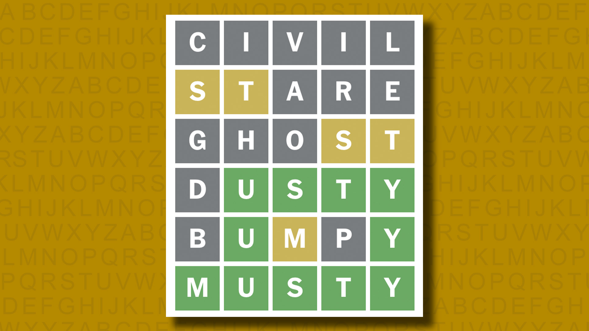 Ответ в формате Word для игры 1053 на желтом фоне