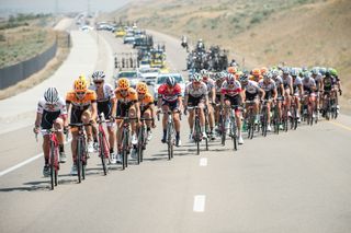 The peloton spread across the road with Trek-Segafredo and Silber doing the damage at the front of the race