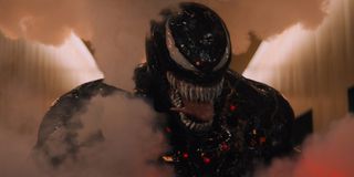 Venom surrounded by smoke in 2018 movie