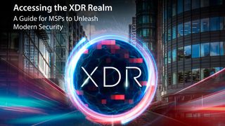 Whitepaper cover with title over an image of XDR in a circle positioned in front of a dark cityscape