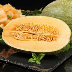 Melon cut in half