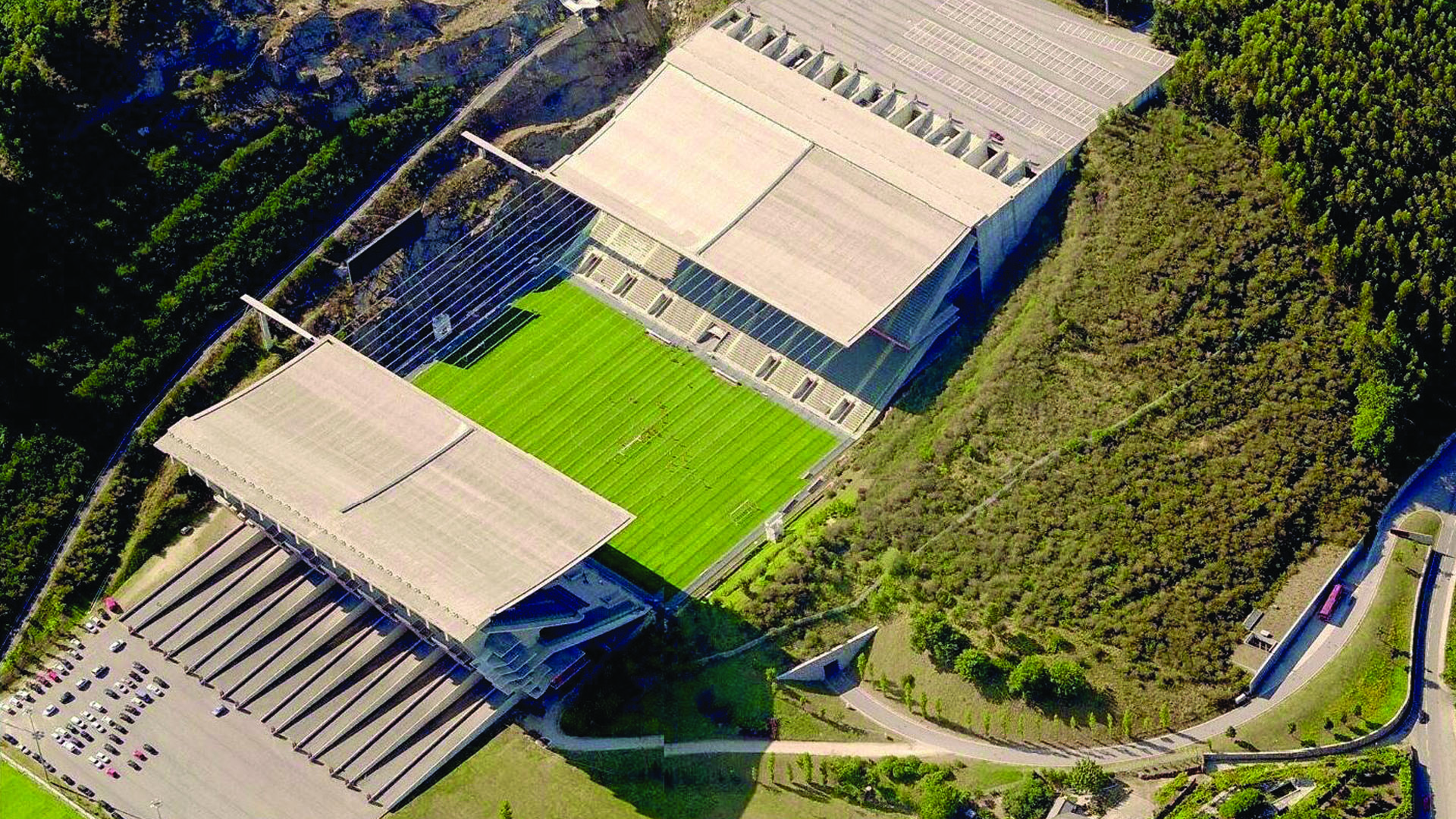 An aerial photo of Braga stadium.