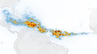  Data from NASA's Terra and Aqua satellites revealed the immense size of a record-breaking algal bloom known as the Great Atlantic Sargassum Belt. 