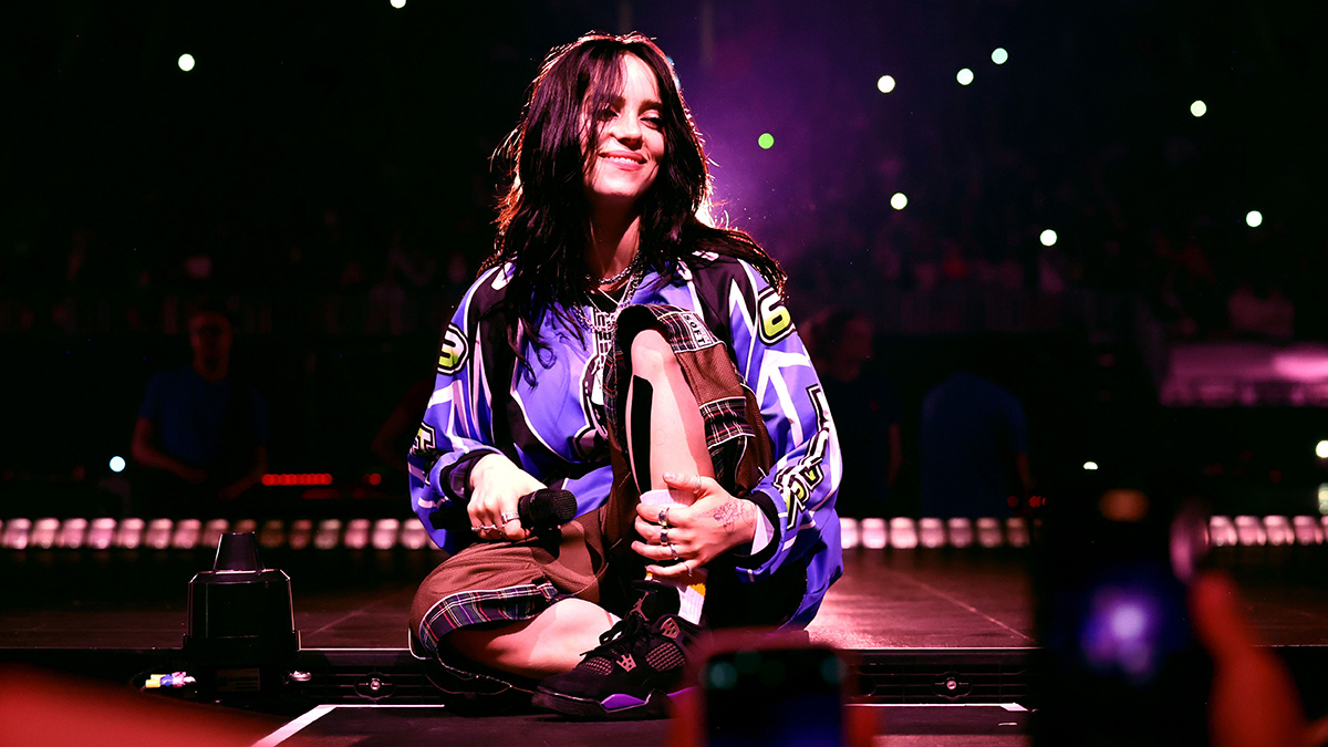 MIAMI, FLORIDA - OCTOBER 09: Billie Eilish performs onstage during &quot;Hit Me Hard And Soft: The Tour&quot; at Kaseya Center on October 09, 2025 in Miami, Florida. (Photo by Arturo Holmes/Getty Images for Live Nation)