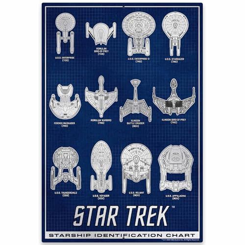 Star Trek Starship Chart Silver Metal Sign