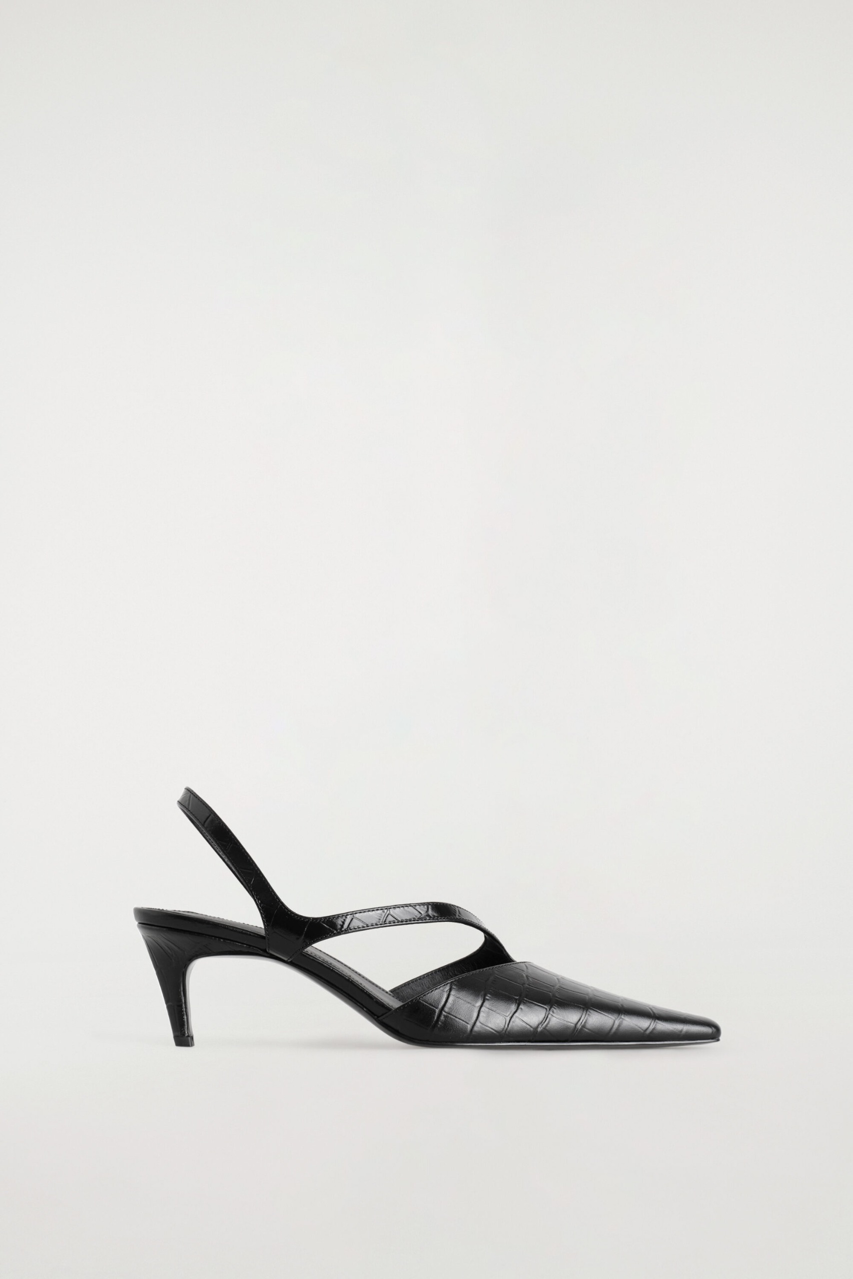 Croc-Effect Leather Slingback Pumps
