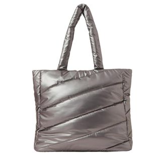 metallic quilted tote