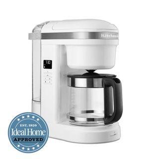 KitchenAid 5KCM1208 coffee machine with Ideal Home Approved stamp