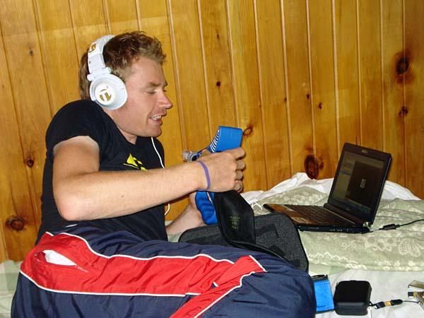 Dan spends lots of quality time with his computer (and girlfriend) on Skype in Bromont. Most athletes seems to agree that being away from home is one of the toughest things about World Cup racing.