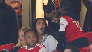 Kim Kardashian watches Arsenal vs Sporting in the Europa League
