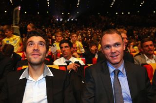 Thibaut Pinot sits next to Chris Froome, both stage winners at this year's Tour