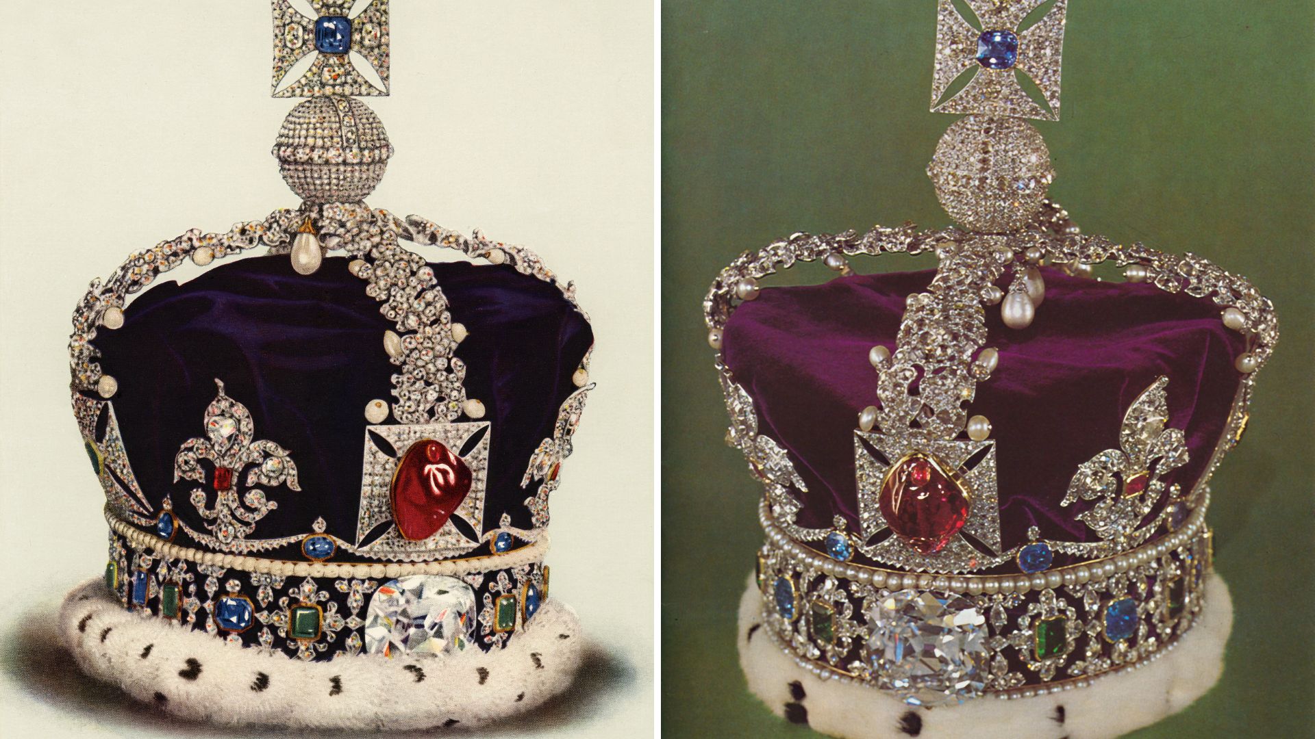 Two photos of the Imperial State Crown