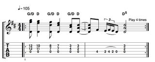 'DC-style pedal tone riff