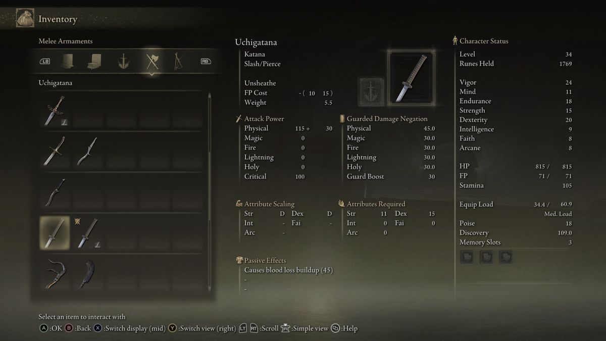 Elden Ring Uchigatana