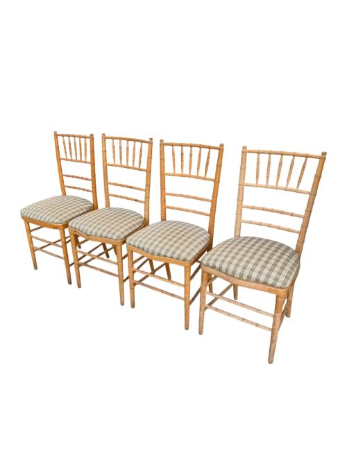 Vintage Swedish Beechwood Faux Bamboo Dining Chairs