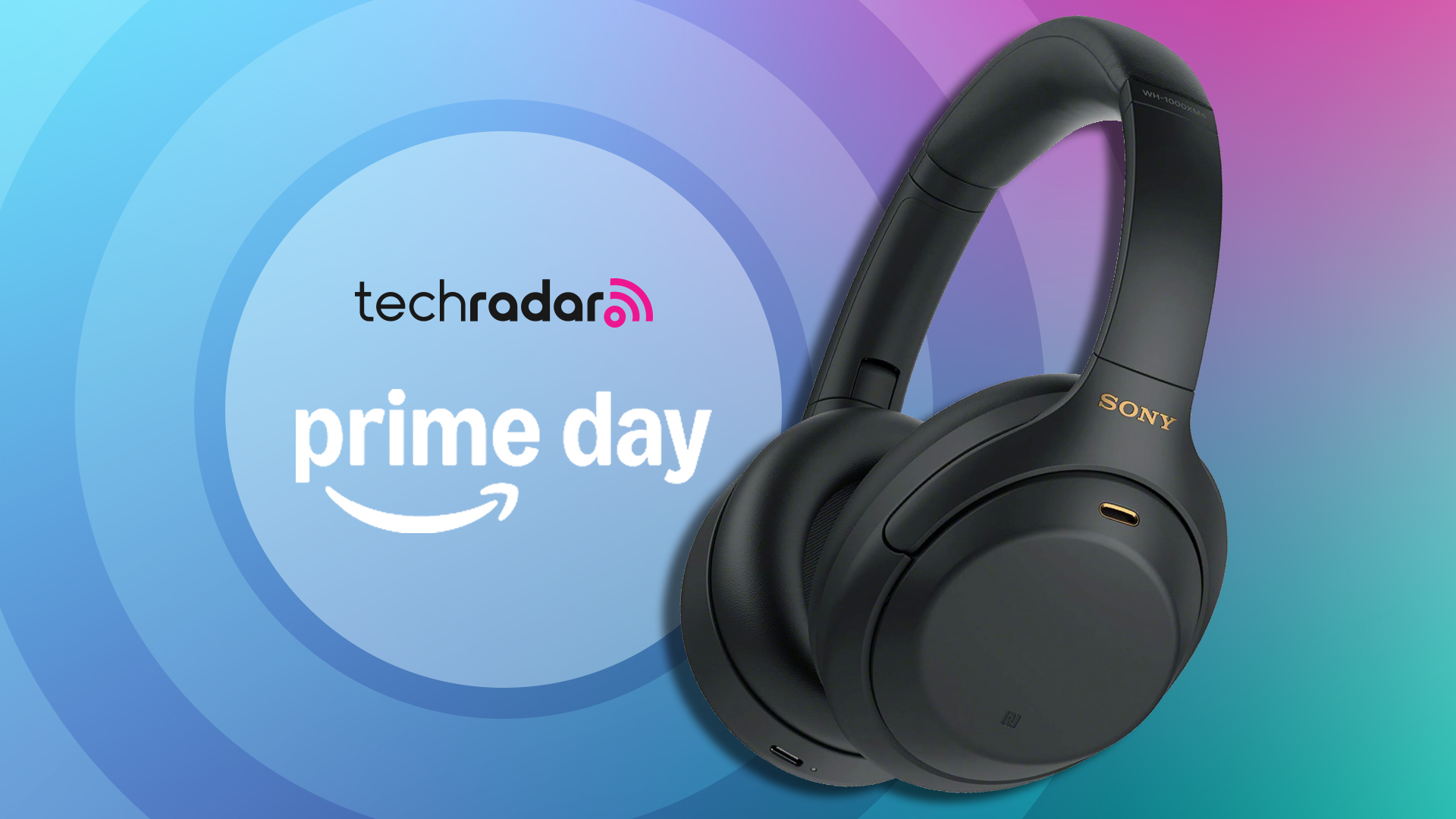 Sony WH-1000XM4 on TR&#039;s Prime Day poster in blue/pink