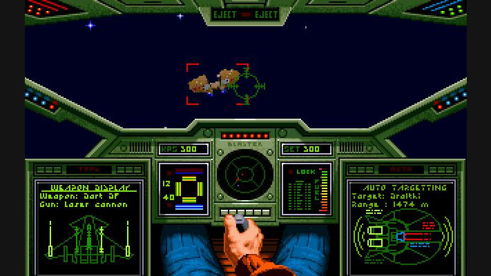 1990 年視頻遊戲 Wing Commander 的屏幕截圖。