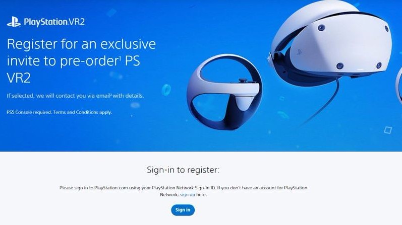 PSVR 2 preorder page at Sony