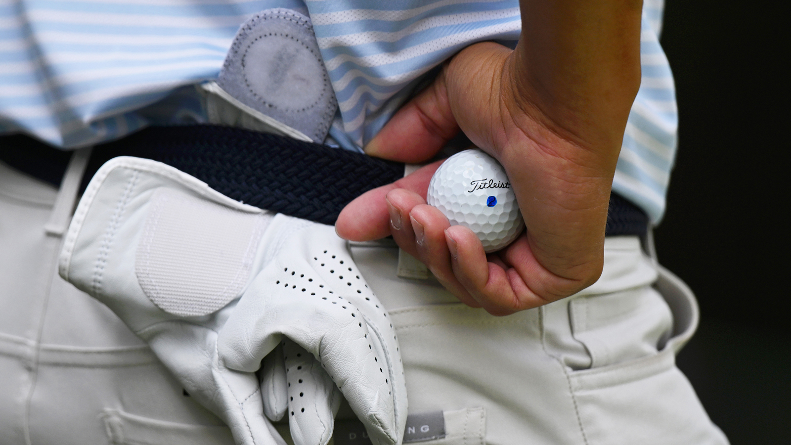 A close up of a Titleist golf ball