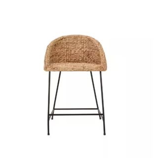 Natural Woven Hyacinth Counter Stool with Low Back