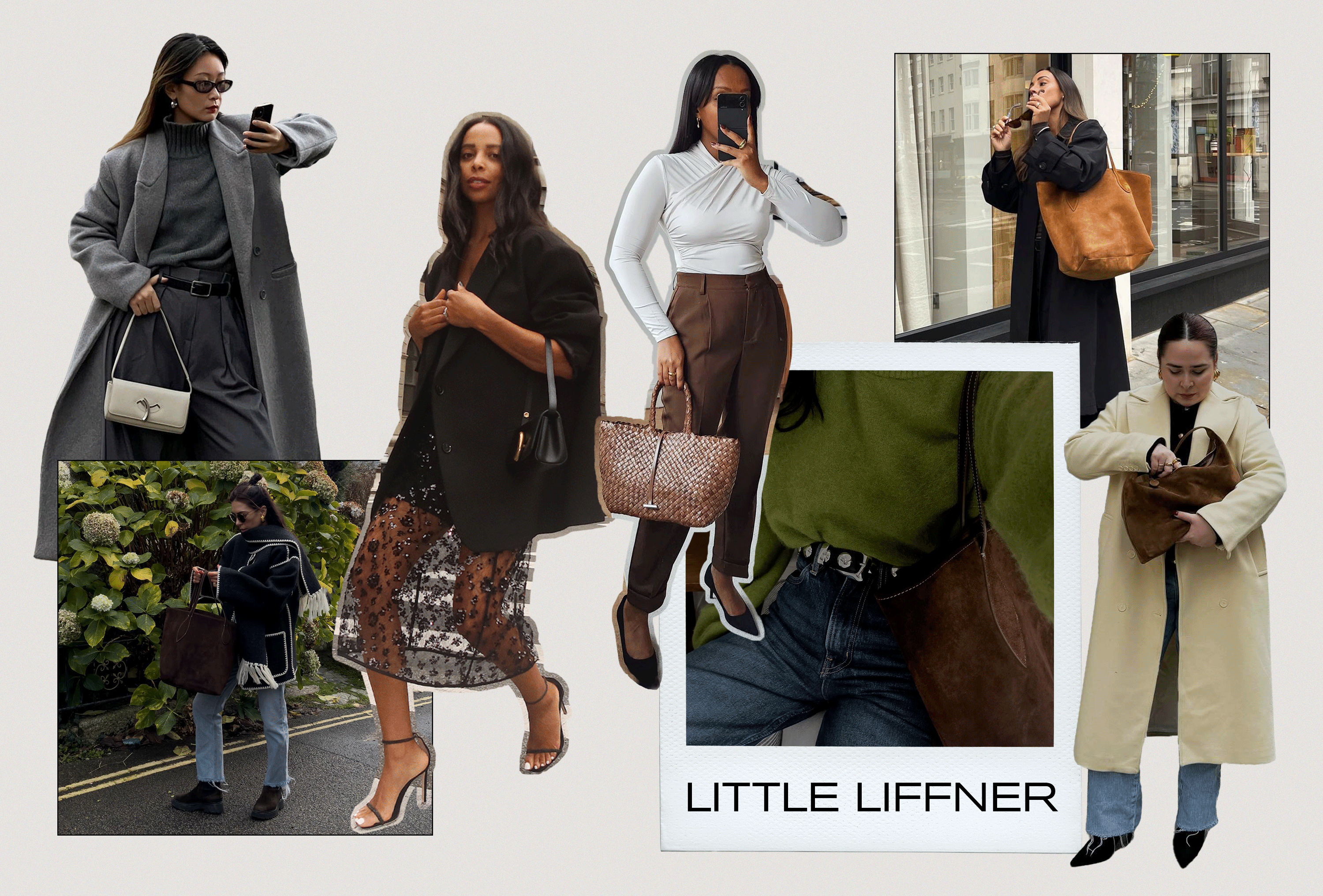Influencers carry various Little Liffner bags