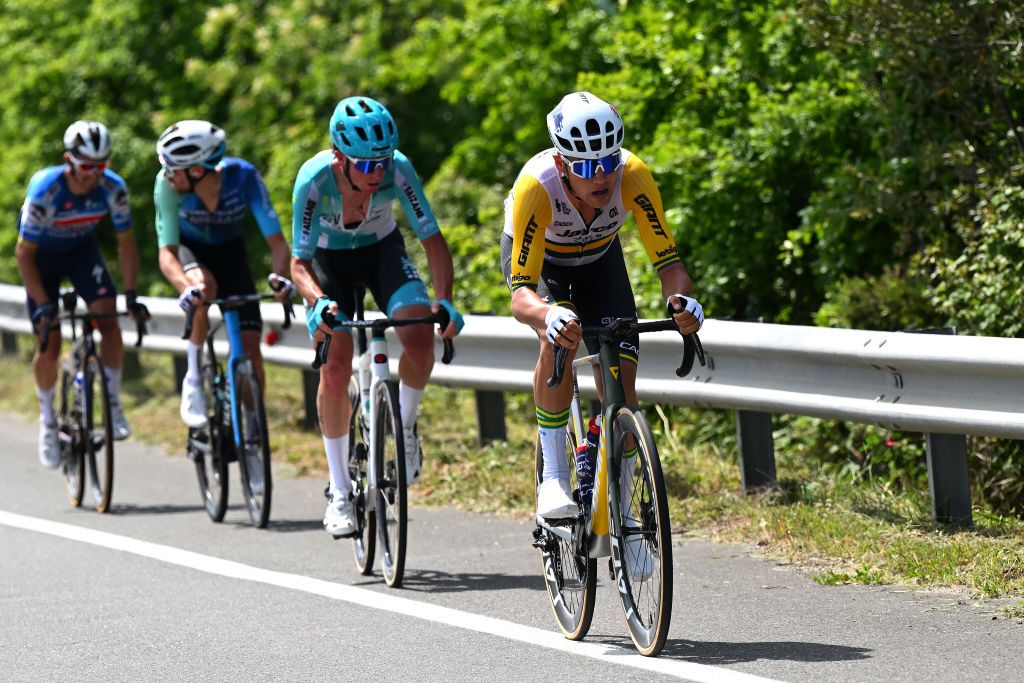 RAPOLANO TERME ITALY MAY 09 Luke Plapp of Australia and Team Jayco AlUla attacks in the breakaway during the 107th Giro dItalia 2024 Stage 6 a 180km stage from Viareggio to Rapolano terme 322m UCIWT on May 09 2024 in Rapolano terme Italy Photo by Tim de WaeleGetty Images